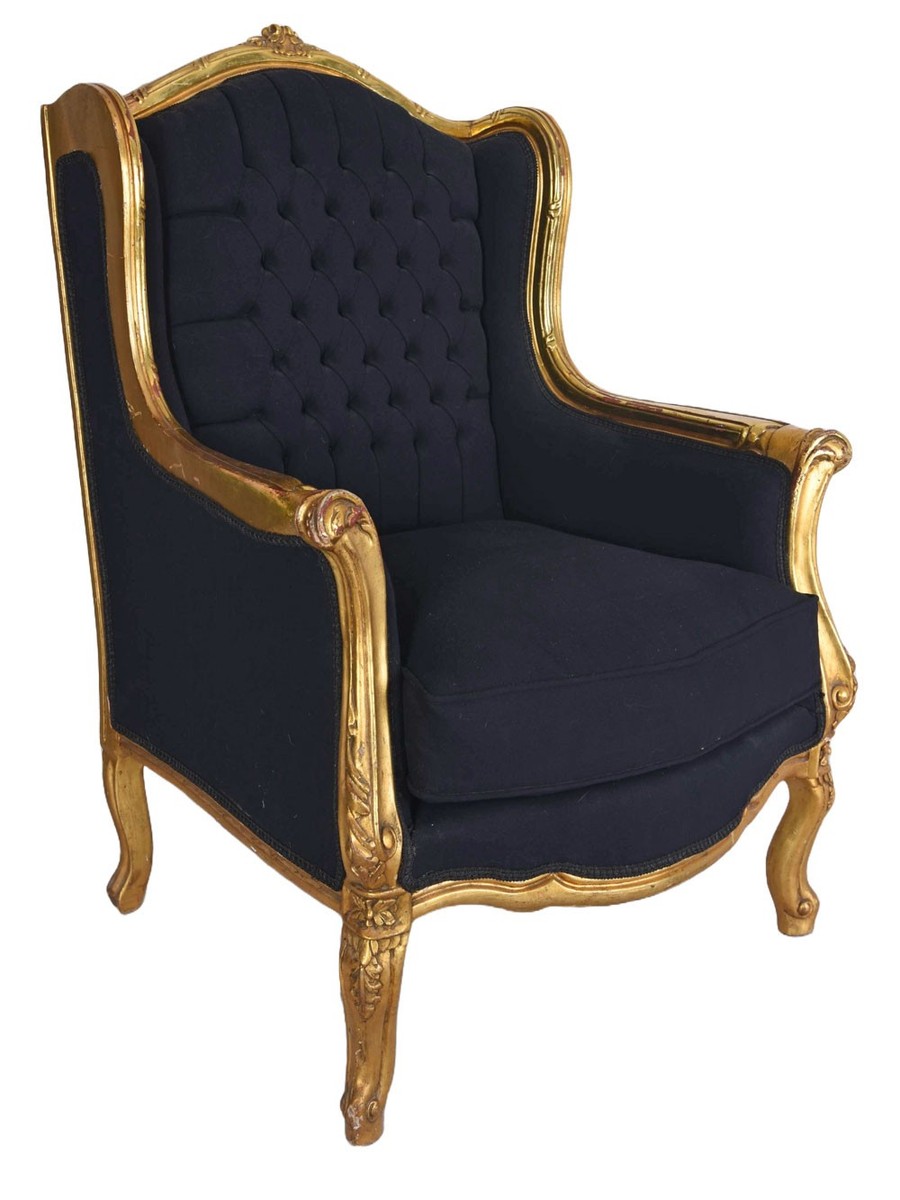 Fauteuil baroque noir et doré - Vente de meubles Baroques