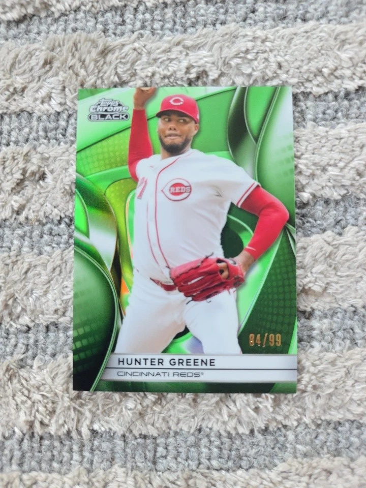 Hunter Greene 2025 Topps Chrome Black #10 Green Refractor /99