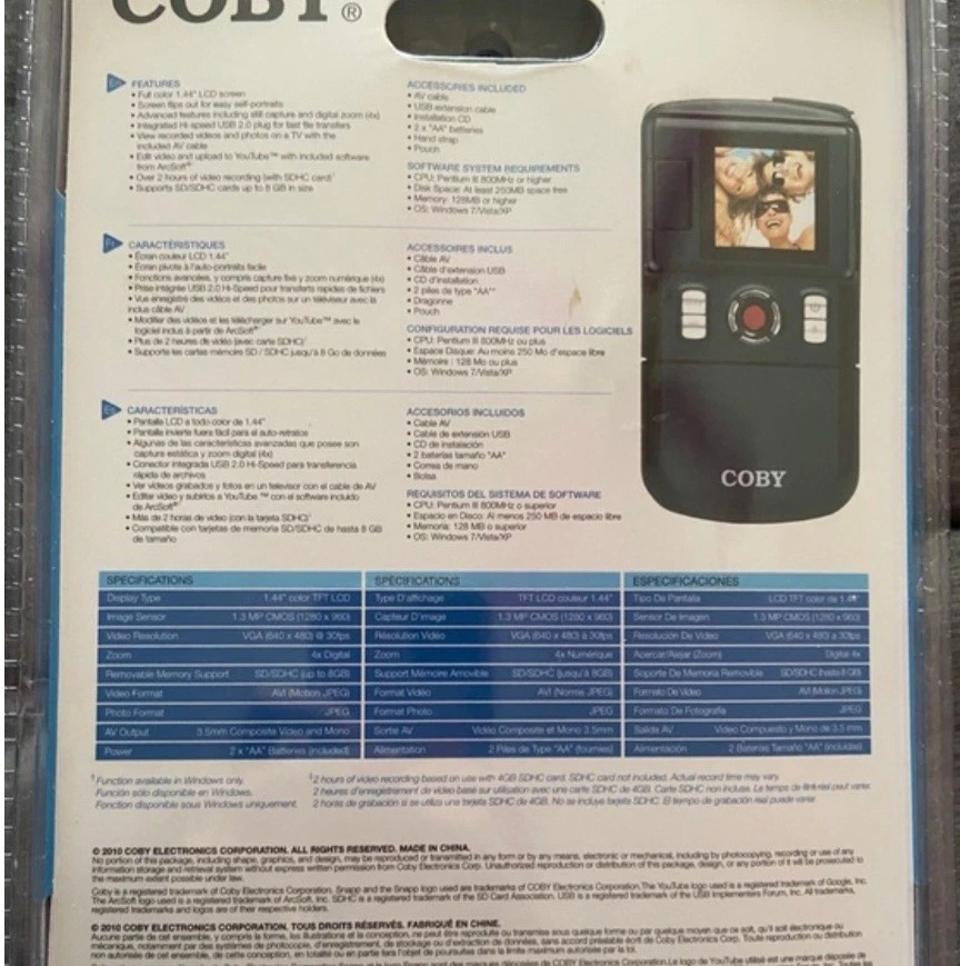 Videocámara digital COBY SNAPP tamaño de bolsillo zoom 4X CAM3001 2010 - NUEVA SELLADA  Foto 4 de 4