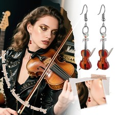 Pendientes colgantes de instrumento musical acrílico en forma de violín para mujer joyería violín regalo