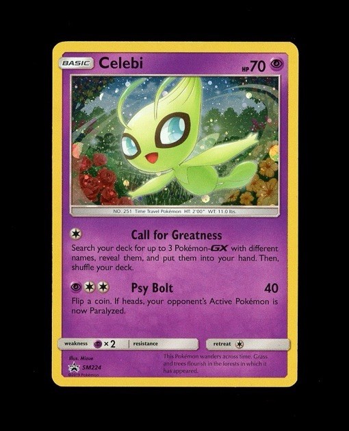 2019 Pokemon BLACK STAR PROMO SM224 CELEBI HOLO! LP + 