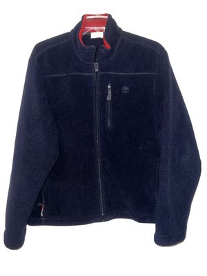 TIMBERLAND Men's Size XL Dark Blue w/Red Trim Fleece Full Zip LS Jacket