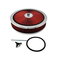14 X 3 High Flow Red Round Thru Washable Air Cleaner Drop Base For Sbc Bbc 350