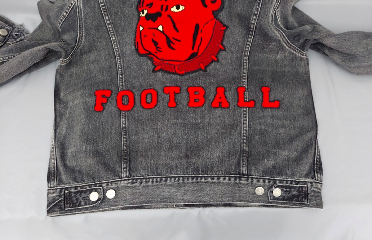 Polo Ralph Lauren Size Large Jean Jacket Varsity Football Bulldog