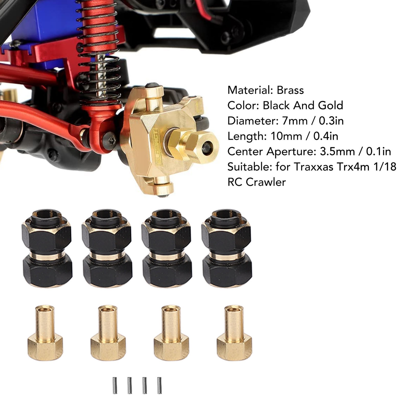 4PCS RC Brass Hex Adapters Stable Performance For 1/18 RC Crawler Premium