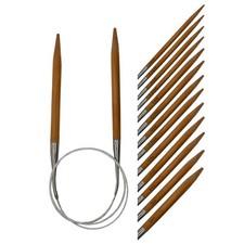 1 Bambus Rundstricknadel mit Edelstahlseil 80cm Stricknadel, Größenwahl (6,08€/1