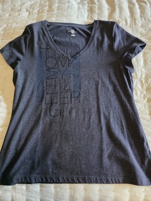 Calvin Klein Collection Women's Navy V-Neck Short Sleeve Graphic T-Shirt L/XL