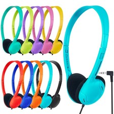 10 Pack Kids Headphones Bulk, School, Classroom, 3.5mm Jack, 10 Mixed Colors
