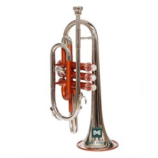 Cornet 3 Valve Brass Musical Instrument with mouthpiece & hardcase Orange Silver