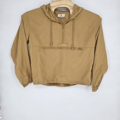 Thread Supply 1/4 Zip Pullover Windbreaker Tan Women Med Lightweight Travel Pack