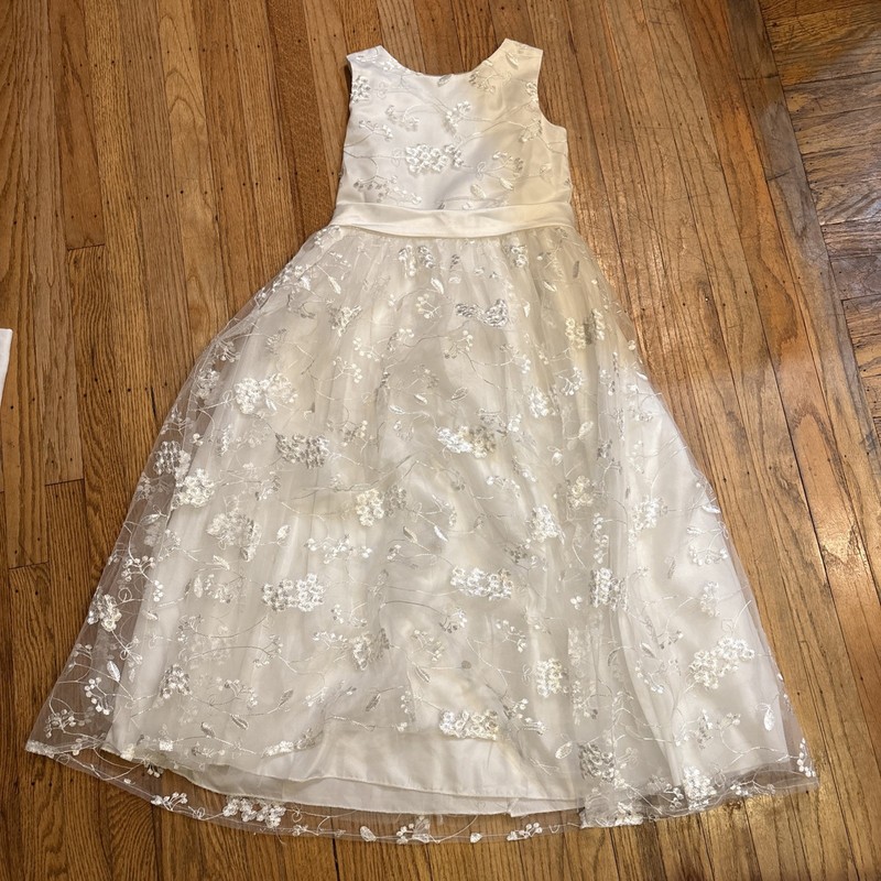 Flower Girl First Communion White Dress Sz 8/9 Girl