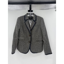 J. Crew Women's 100 Wool Herringbone Schoolboy Blazer - Black/White/Navy - 8P