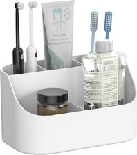 Countertop Toothbrush Holders for Bathrooms, Plastic Toothpaste and Electric