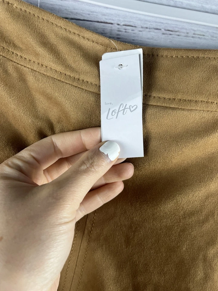 Falda midi de gamuza LOFT para mujer talla 10 gamuza tostada nueva Foto 3 de 4