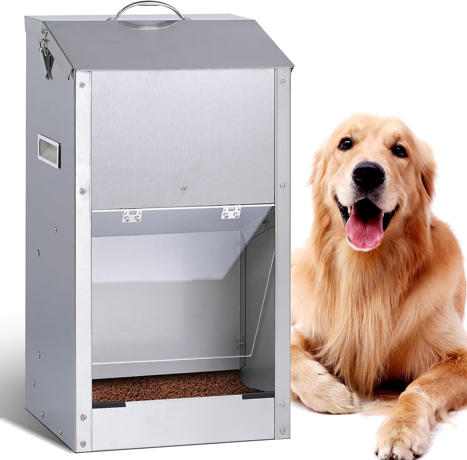 25lbs Automatic Dog Feeder Large Breed Outdoor Auto Pet Food Dispenser 25lbs