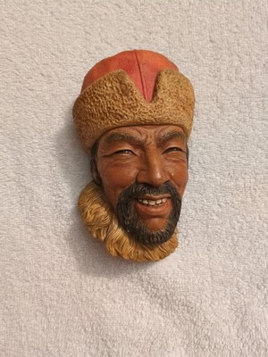 Bossons Himalayan Chalkware Head Wall Ornament 1966 Vtg England Hand Painted