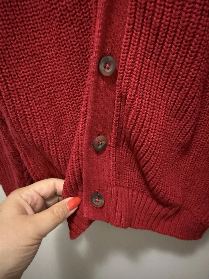 Suéter cárdigan tejido con botones delanteros rojo Nordstrom para niñas - talla 6 Foto 4 de 4