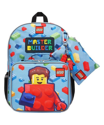 LEGO Master Builder Mini Blue/Multicolor Polyester Minifigure Backpack, Zip