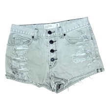Abercrombie Fitch High Rise Short 2 26 Gray Denim Jean Distressed Festival