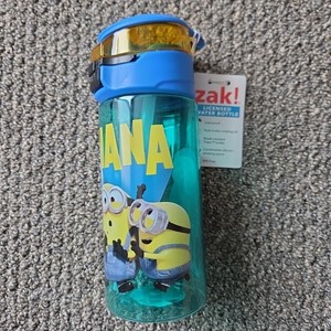 Zak Despicable Me Water Bottle Kids Banana Minions Blue Leak Proof Straw