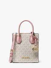 Michael Kors Mercer Extra-Small Logo and Leather Crossbody Bag - Powder Blush...