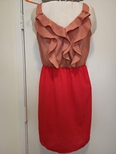 Mossimo orange and cream ruffled sleevless dress XS