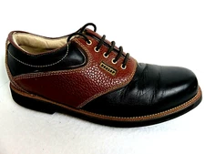 Dunlop Golf Shoes Mens Size 9.5 Soft Spike Two Toned Black and Saddle