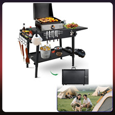 17'' / 22'' Table Griddle Stand Portable Outdoor Grill w/ Wheels Camping Outdoor