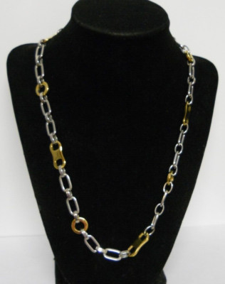 Karis 20'' Gold-tone & Silver-Tone Chain Necklace Statement Costume Jewelry #568