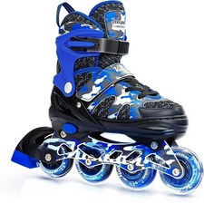 Kuxuan Skates Adjustable Inline Skates for Kids and Youth w/ Full Light Size XL