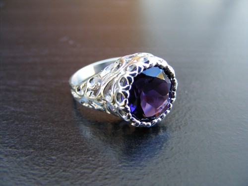 s325 sterling silver elaborate filigree ring 5 carat natural