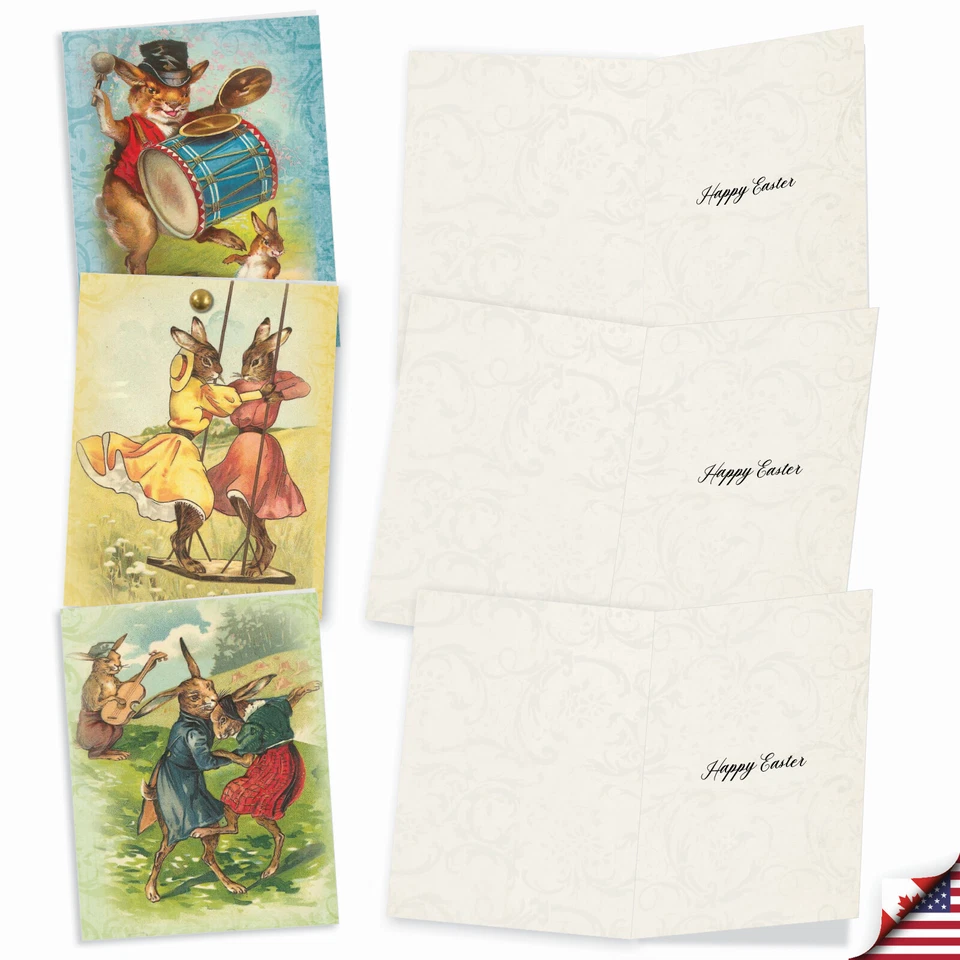 20 tarjetas de Pascua (10 diseños, 2 cada una) - Conejitos divertidos AM2345EAG-B2x10 Foto 3 de 4