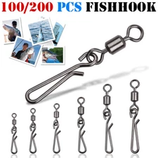 100/200PS Fishing Swivel W/Hanging Snap Stainless Steel Rolling Swivel Connector