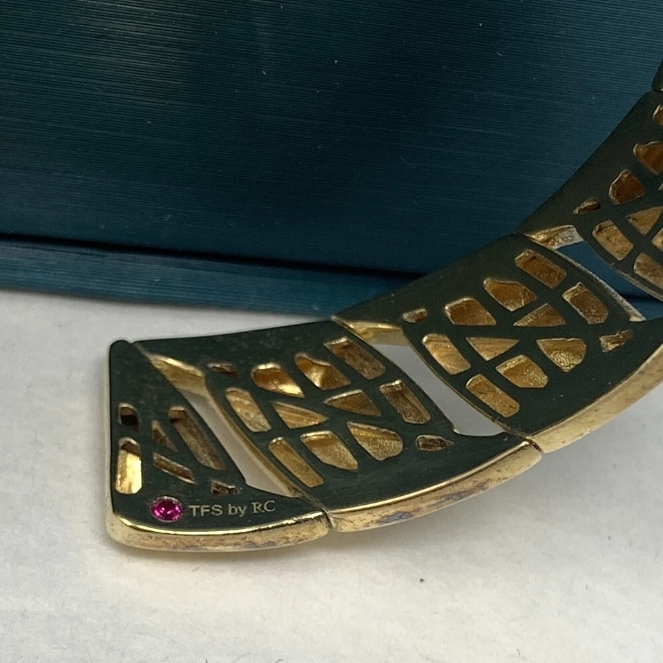 Roberto Coin Sterling Silver Bracelet Flex Cuff Vermeil TFS 5/8" Wide - Image 4 of 4