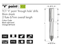 6mm Diameter x 67mm Overall Length 4 Flute V Point Thru Hole Drill Bit R/H ...