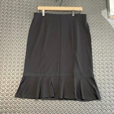 Vintage Max Studio Black Laced Pattern Midi Skirt Made In USA Women's Size Large