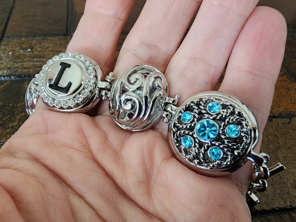 Pulsera Gingersnaps Inicial L Extraíble Tono Plata Rodio Estrás 6"- 8" Foto 4 de 4