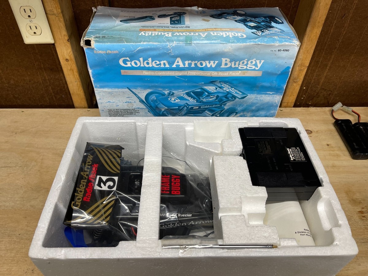 2 Vintage Radio Shack RC Golden Arrow Buggy 1 New In Box and 1
