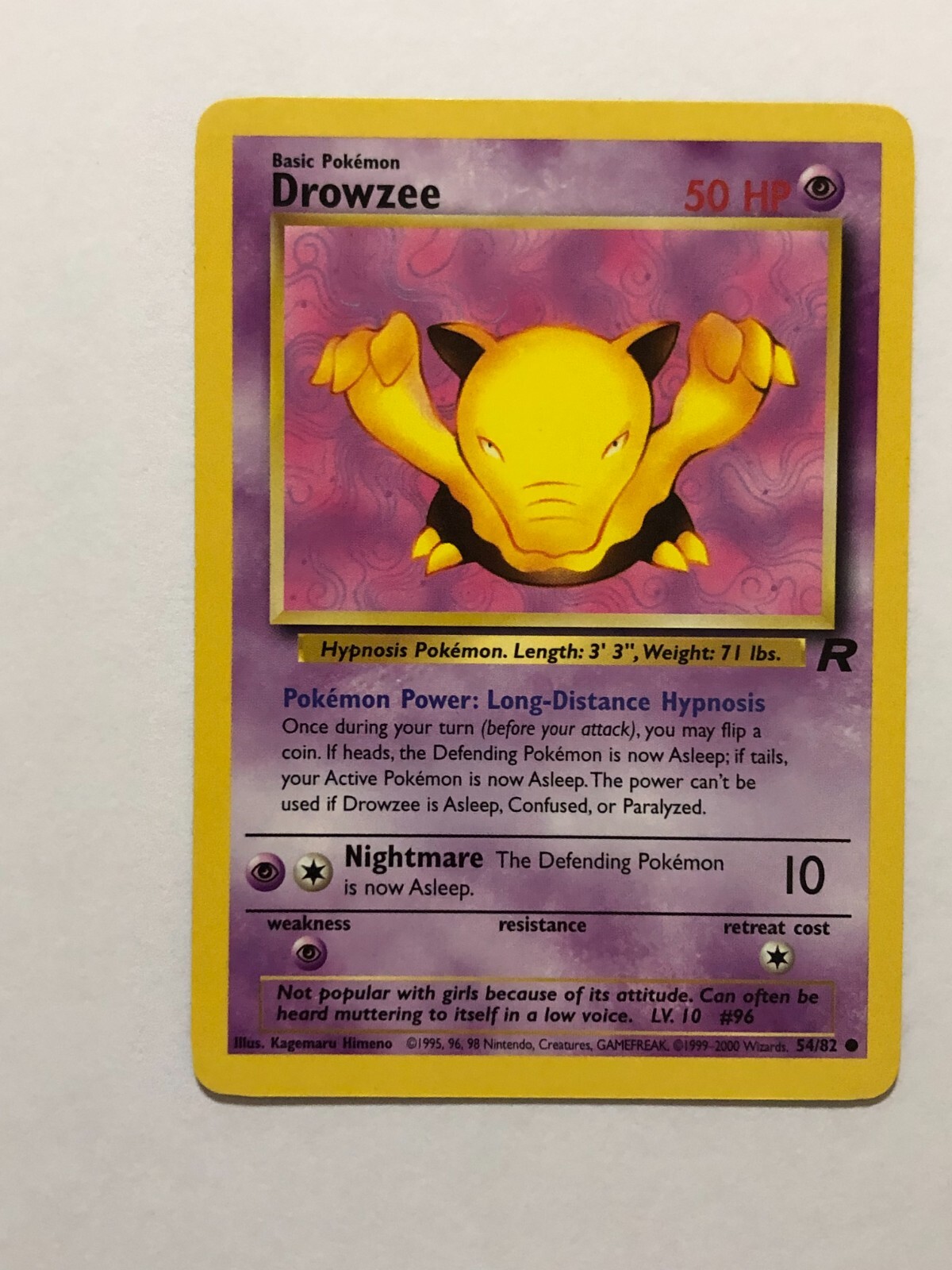 Pokemon Card Team Rocket Drowzee 54/82 Near Mint