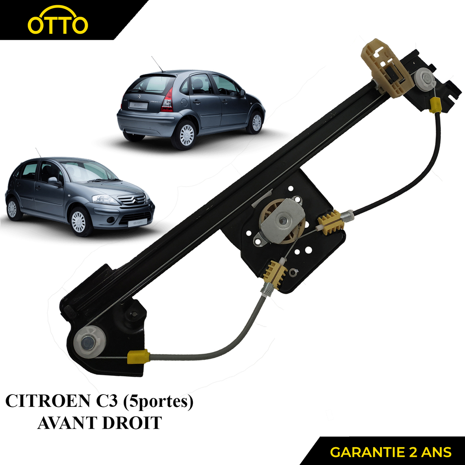 Leve vitre electrique avant droit C3 5 portes - Mecanisme passager de remplacement robuste