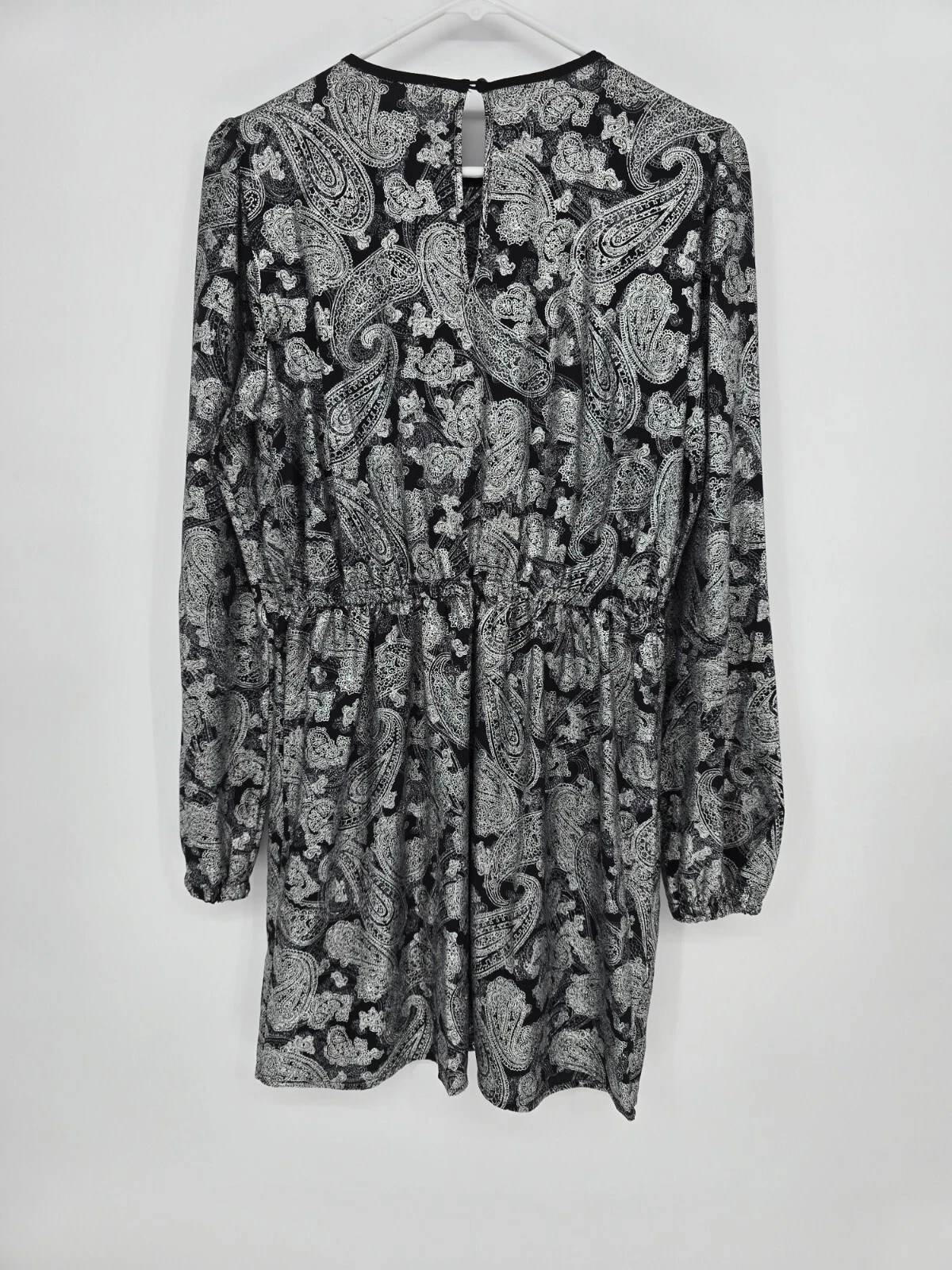 Abito medio Michael Kors foil paisley manica lunga balza paisley nuovo senza etichette