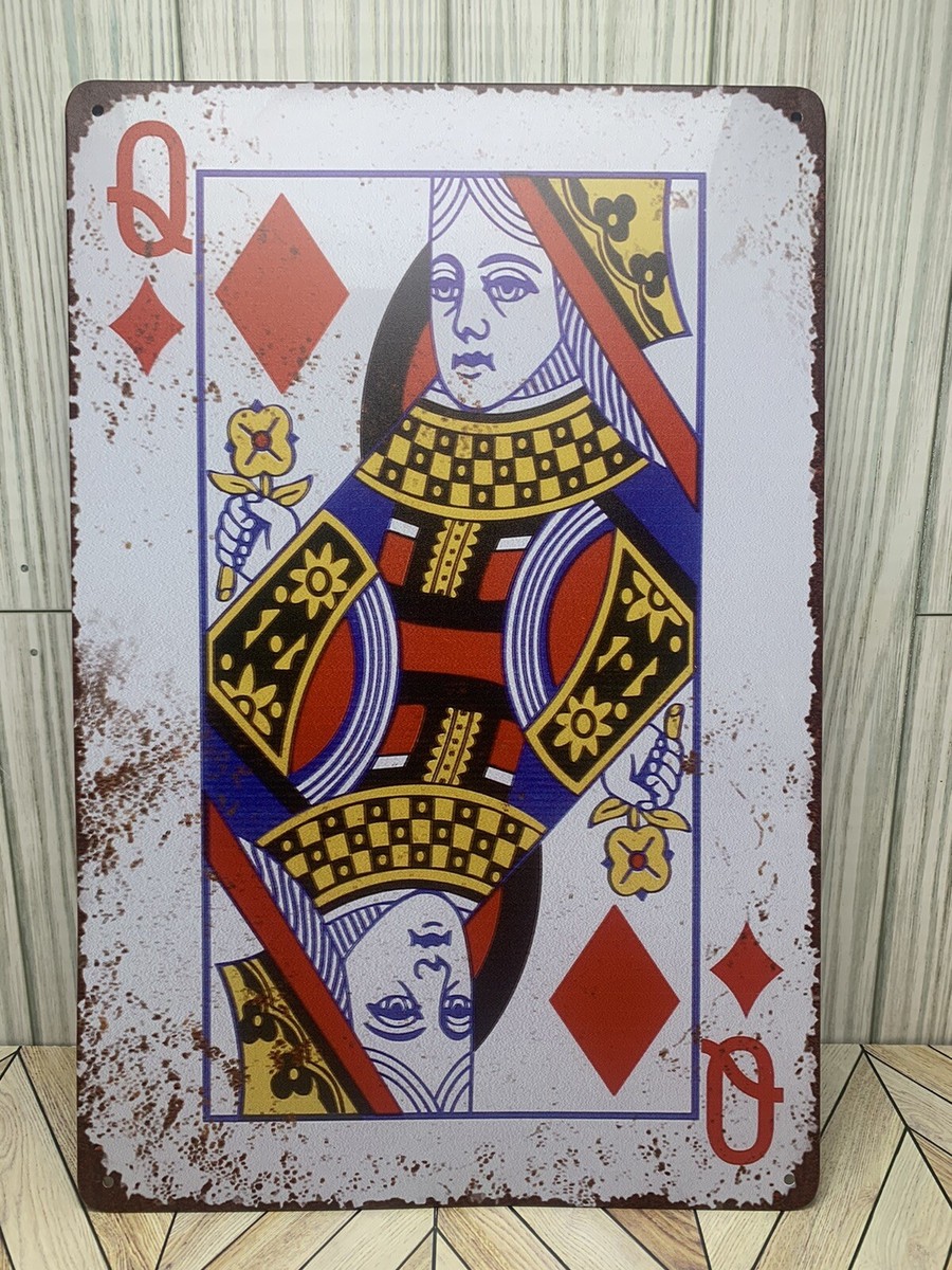 Queen Of Diamonds Metal Sign 8