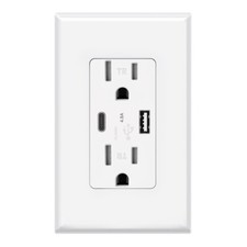 USB Type C Wall Outlet Duplex Receptacle 15A, Smart 4.8A Quick Charging,1Pack