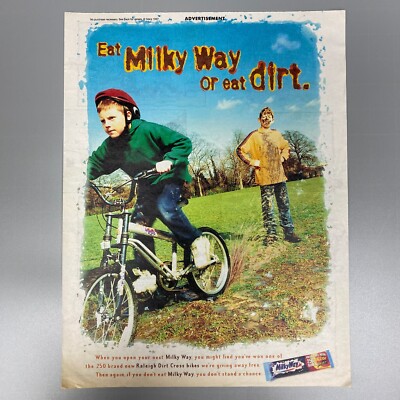 MILKY WAY CHOCOLATE RALEIGH DIRT CROSS BIKE 1997 VINTAGE RETRO WERBUNG
