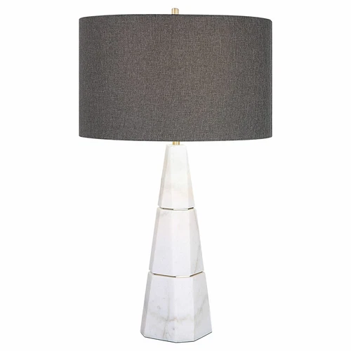 UTTERMOST 29997 CITADEL WHITE MARBLE BASE WITH GRAY VEINING MODERN TABLE LAMP - Picture 2 of 6