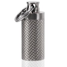 Titanium Keychain Pill Holder Container Pill Fob for Pocket Purse Travel Camping