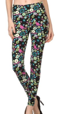 MULTI COLORED CRAZY FLOWER PRINTED PATTERN YOGA LEGGINGS