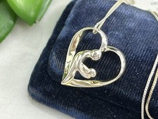 Sterling Silver Mother and Baby Heart Pendant Necklace - NWT 100, Mother's Day