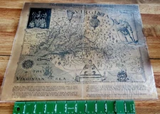 Antique Reproduction of 1612 Virginia Map Made by Virginia Historical Society