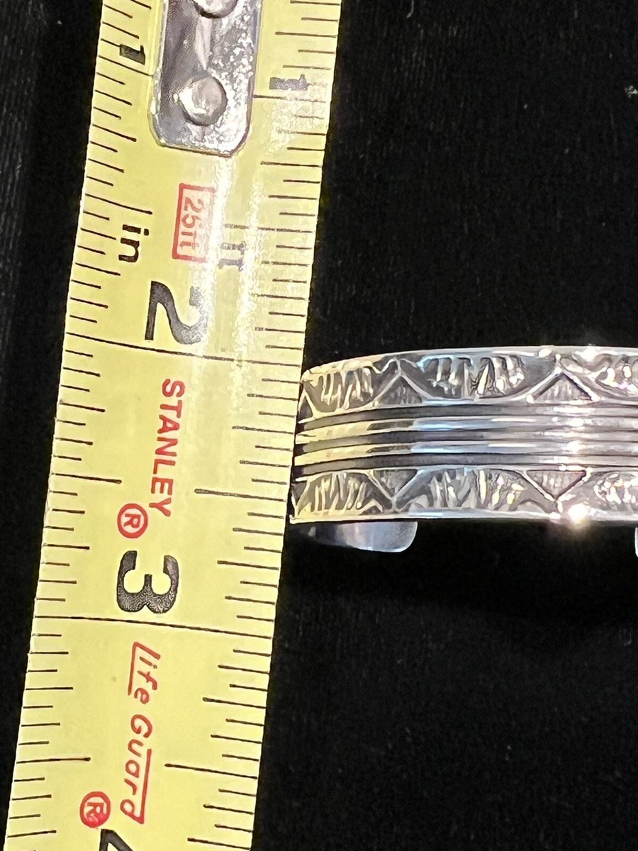 Navajo Kevin Ramone Stamped Golden Hill Turquoise Cuff Sterling